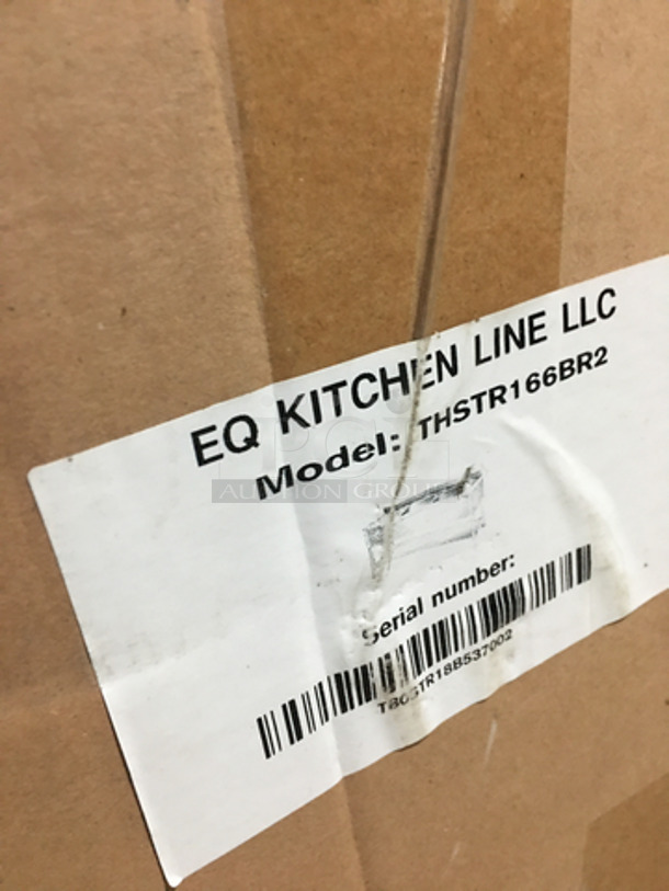 NEW! IN THE BOX! EQ Kitchen Line 2 Compartment Sink! With Left Side Drainboard! With Backsplash! All Stainless Steel! With Underneath Storage Space! Model THSTR166BR2! Serial TB0STR18B537002! On Legs! - Image 3 of 3
