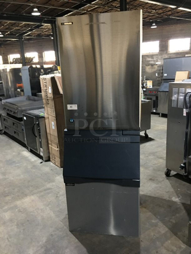 Hoshizaki Stainless Steel Commercial Ice Making Machine! With Ice Bin! Model KM1340MRH Serial V14082K! 208/230V 1Phase! 2 X Your Bid! Makes One Unit!