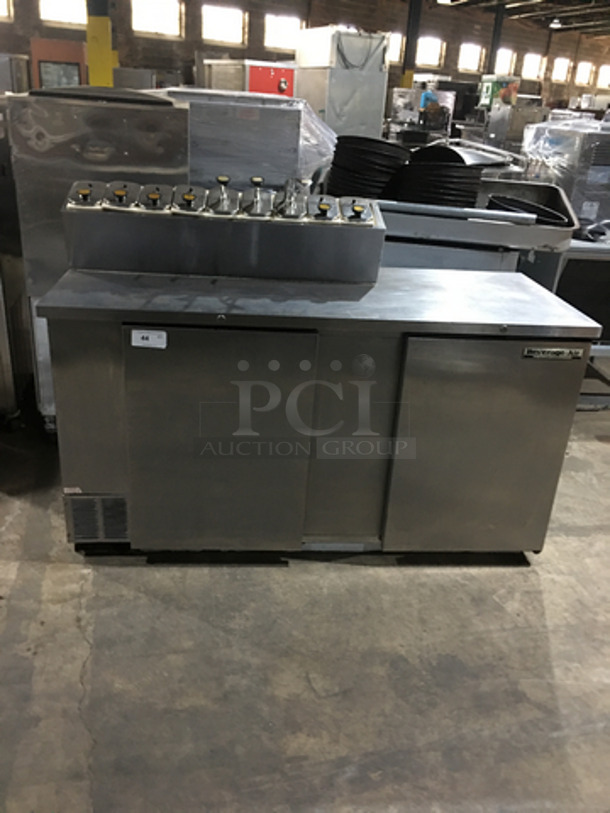 NICE! Beverage Air Commercial Refrigerated Work Top Station! With 2 Door Underneath Storage Space! With Cold Topping Rail! All Stainless Steel! Model MS681 Serial 6715397! 115V 1Phase!