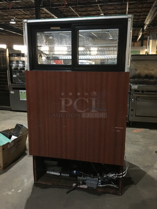 NICE! Wooden Style Open Grab-N-Go Display Case! With Enclosed Curved Glass Showcase On Top! With Sliding Back Access Doors! - Image 4 of 8