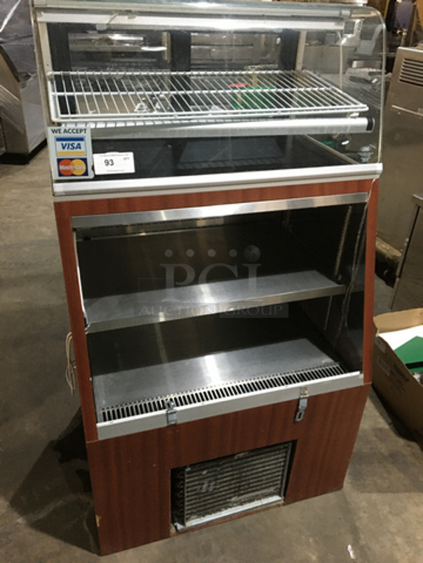 NICE! Wooden Style Open Grab-N-Go Display Case! With Enclosed Curved Glass Showcase On Top! With Sliding Back Access Doors! - Image 8 of 8