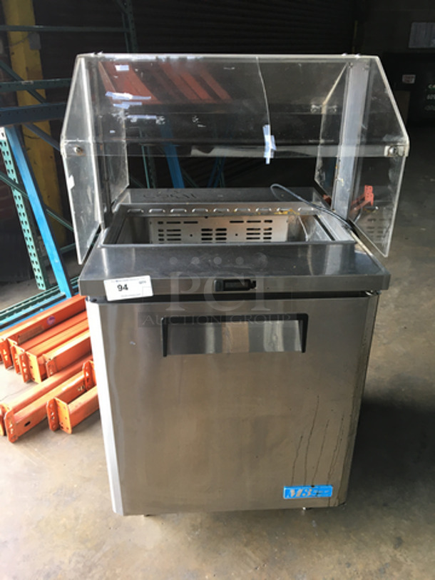 Turbo Air Commercial Refrigerated Salad Bar Island! With Sneeze Guard! With Underneath Storage Space! All Stainless Steel! Model MST28711S Serial MS2TA02075! 115V 1 Phase! On Legs!