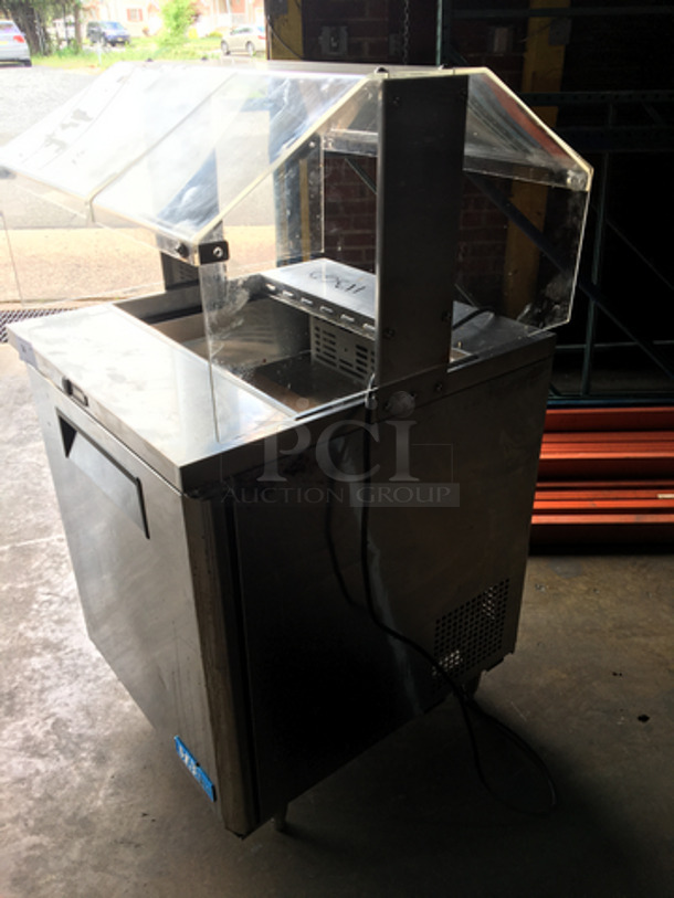 Turbo Air Commercial Refrigerated Salad Bar Island! With Sneeze Guard! With Underneath Storage Space! All Stainless Steel! Model MST28711S Serial MS2TA02075! 115V 1 Phase! On Legs! - Image 4 of 10