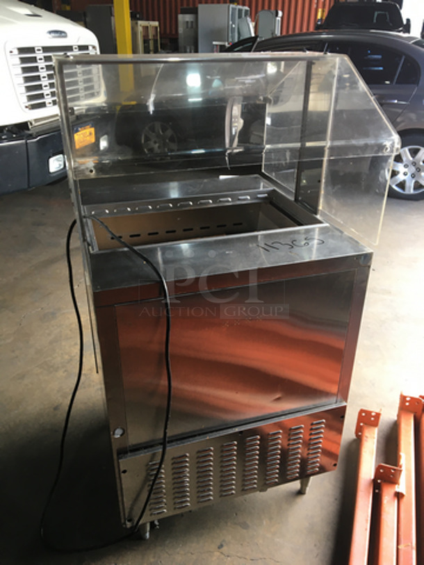 Turbo Air Commercial Refrigerated Salad Bar Island! With Sneeze Guard! With Underneath Storage Space! All Stainless Steel! Model MST28711S Serial MS2TA02075! 115V 1 Phase! On Legs! - Image 5 of 10