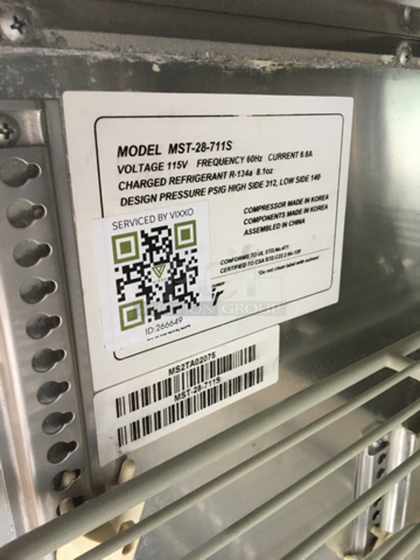 Turbo Air Commercial Refrigerated Salad Bar Island! With Sneeze Guard! With Underneath Storage Space! All Stainless Steel! Model MST28711S Serial MS2TA02075! 115V 1 Phase! On Legs! - Image 8 of 10