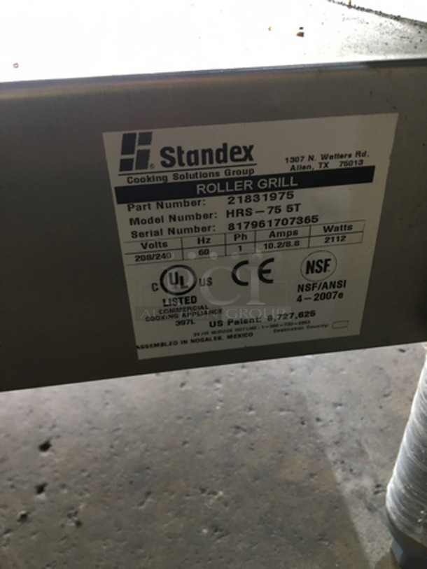 APW Wyott Commercial Countertop Hot Dog Roller Grill! All Stainless Steel! Model HRS755T Serial 817961707365! 208/240V 1Phase!
 - Image 8 of 9