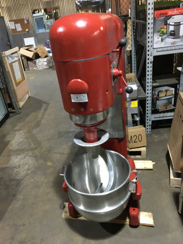 AMAZING! Hobart Commercial Floor Style 80 Quart Planetary Mixer! With Dough Hook Attachment! With Bowl! Model M802! Working When Removed!