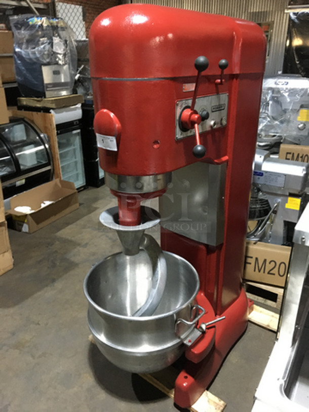 AMAZING! Hobart Commercial Floor Style 80 Quart Planetary Mixer! With Dough Hook Attachment! With Bowl! Model M802! Working When Removed! - Image 8 of 9