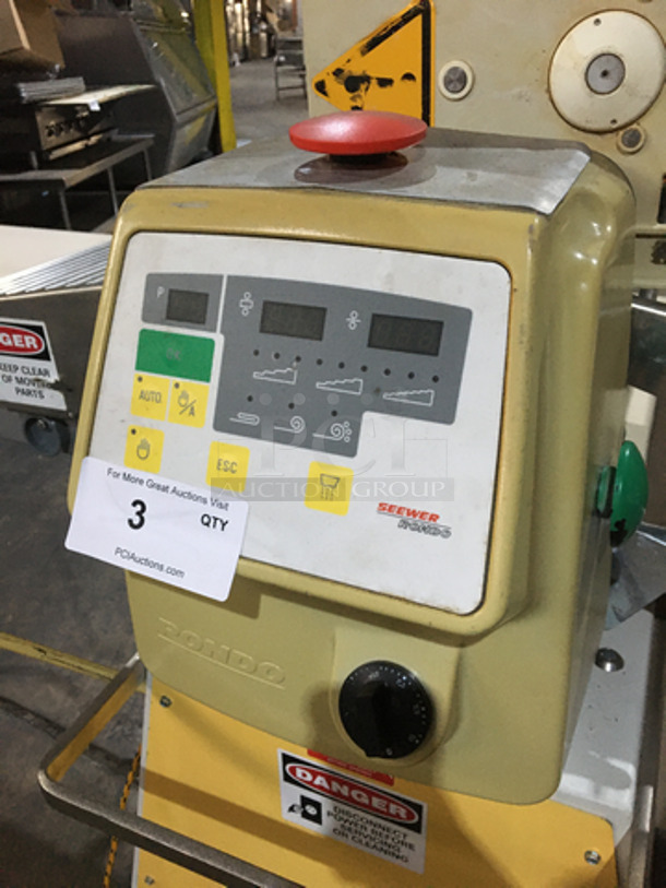 FAB! Seewer Rondo Commercial Floor Style Heavy Duty Reversible Dough Sheeter! Digital Control Board!  220V  3Phase! On Casters! - Image 11 of 12