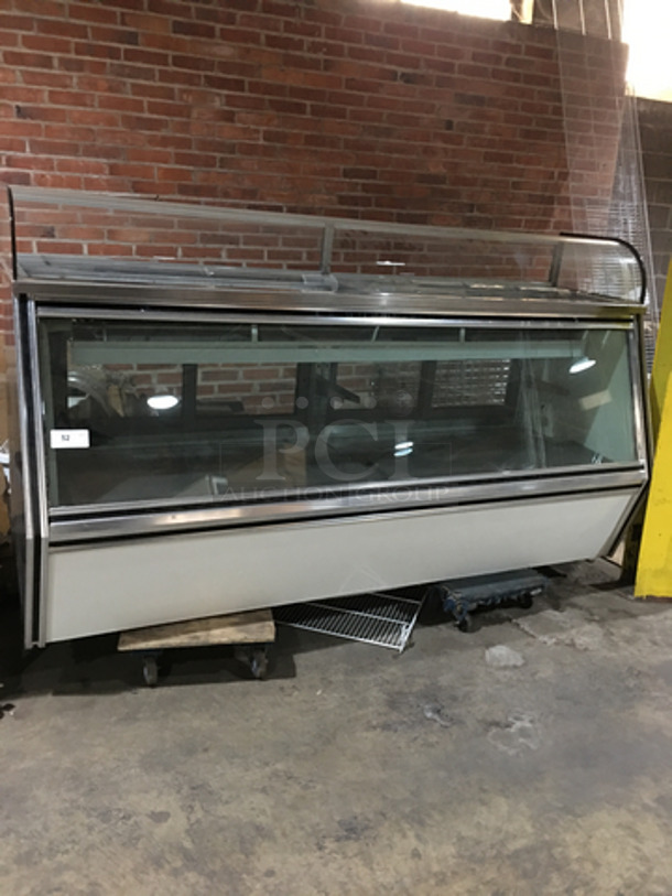 Leader Commercial Refrigerated 7/11 Deli Display Case! With Nice Curved/Slanted Glass! With Double Sliding Rear Doors! All Stainless Steel Body! Remote Compressor/No Compressor!