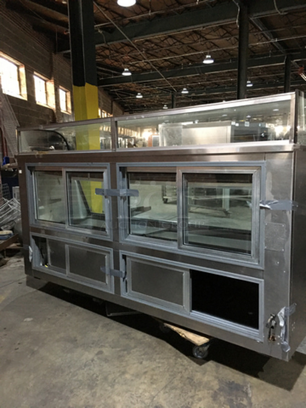 Leader Commercial Refrigerated 7/11 Deli Display Case! With Nice Curved/Slanted Glass! With Double Sliding Rear Doors! All Stainless Steel Body! Remote Compressor/No Compressor! - Image 3 of 11