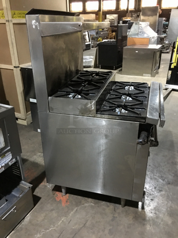 Jade Range All Stainless Steel Natural Gas Powered 6 Burner Split Level Stove! With Backsplash & Overhead Salamander Shelf! With Full Size Oven Underneath! On Legs! - Image 2 of 10
