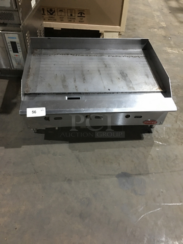 Entrée Commercial Countertop Natural Gas Powered Flat Griddle! With Back & Side Splashes! All Stainless Steel! Model GR36N! On Legs!