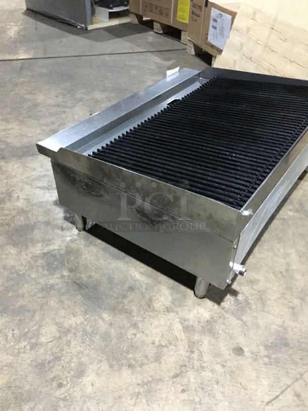 Cook Rite By Atosa Commercial Countertop Natural Gas Powered Char Broiler Grill! All Stainless Steel! With Back & Side Splashes! On Legs! - Image 4 of 8