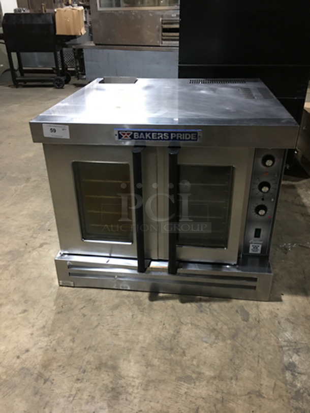 Bakers Pride Commercial Full Size Natural Gas Powered Single Deck Convection Oven! With View Through Doors! All Stainless Steel! With Legs!