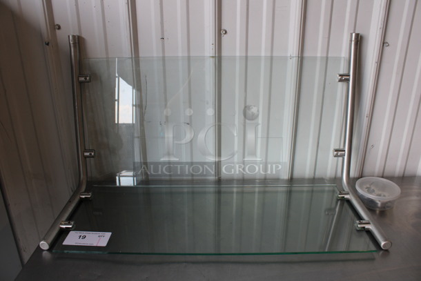 Chrome Finish Sneeze Guard w/ 2 Glass Panes. Unit Is Disassembled. Assembled 31x15x17