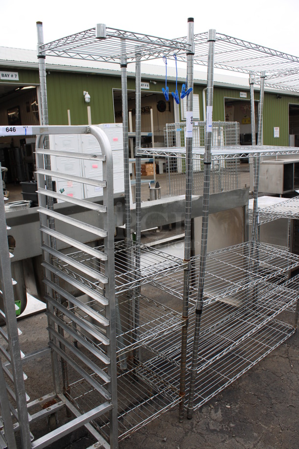 Chrome Finish 3 Tier Metro Style Shelving Unit. BUYER MUST DISMANTLE. PCI CANNOT DISMANTLE FOR SHIPPING. PLEASE CONSIDER FREIGHT CHARGES. 18x18x74 - Image 1 of 3