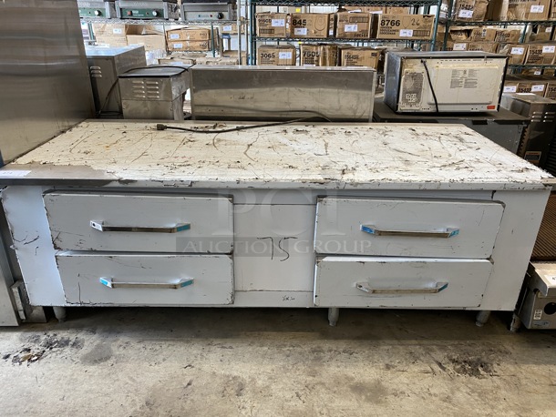 BRAND NEW! 2012 Leader Model LB72R Stainless Steel Commercial 4 Drawer Chef Base. Does Not Have Remote Compressor. 115 Volts, 1 Phase. 72x32x26.