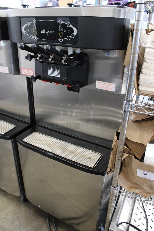SWEET! 2012 Taylor Model C713-33 Stainless Steel Commercial Floor Style Water Cooled 2 Flavor w/ Twist Soft Serve Ice Cream Machine on Commercial Casters. 208-230 Volts, 3 Phase. 25.5x37x60 - Image 2 of 10
