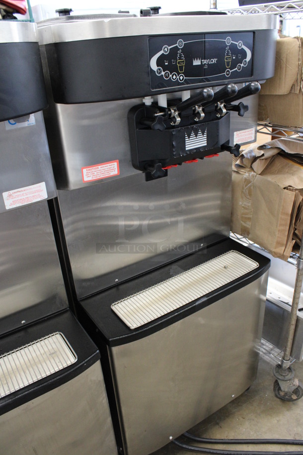 SWEET! 2012 Taylor Model C713-33 Stainless Steel Commercial Floor Style Water Cooled 2 Flavor w/ Twist Soft Serve Ice Cream Machine on Commercial Casters. 208-230 Volts, 3 Phase. 25.5x37x60 - Image 3 of 10