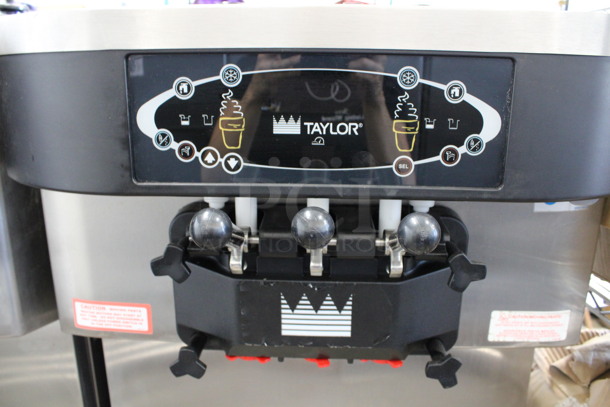 SWEET! 2012 Taylor Model C713-33 Stainless Steel Commercial Floor Style Water Cooled 2 Flavor w/ Twist Soft Serve Ice Cream Machine on Commercial Casters. 208-230 Volts, 3 Phase. 25.5x37x60 - Image 4 of 10