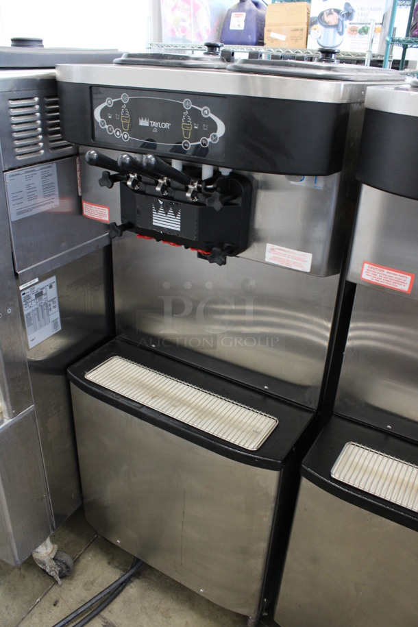SWEET! 2012 Taylor Model C713-33 Stainless Steel Commercial Floor Style Water Cooled 2 Flavor w/ Twist Soft Serve Ice Cream Machine on Commercial Casters. 208-230 Volts, 3 Phase. 25.5x37x60 - Image 3 of 11