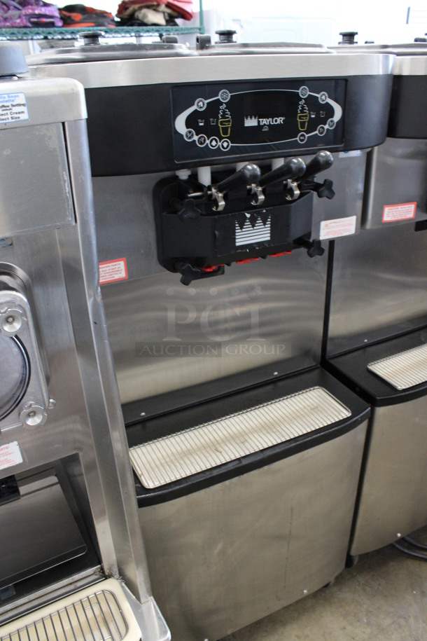 SWEET! 2012 Taylor Model C713-33 Stainless Steel Commercial Floor Style Water Cooled 2 Flavor w/ Twist Soft Serve Ice Cream Machine on Commercial Casters. 208-230 Volts, 3 Phase. 25.5x37x60 - Image 4 of 11