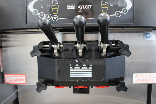 SWEET! 2012 Taylor Model C713-33 Stainless Steel Commercial Floor Style Water Cooled 2 Flavor w/ Twist Soft Serve Ice Cream Machine on Commercial Casters. 208-230 Volts, 3 Phase. 25.5x37x60 - Image 5 of 11