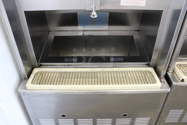 Taylor Model 342D-27 Stainless Steel Commercial Floor Style Air Cooled 2 Flavor Frozen Beverage Machine w/ Drink Mixer Attachment on Commercial Casters. 208-230 Volts, 1 Phase. 26x34x60 - Image 4 of 7