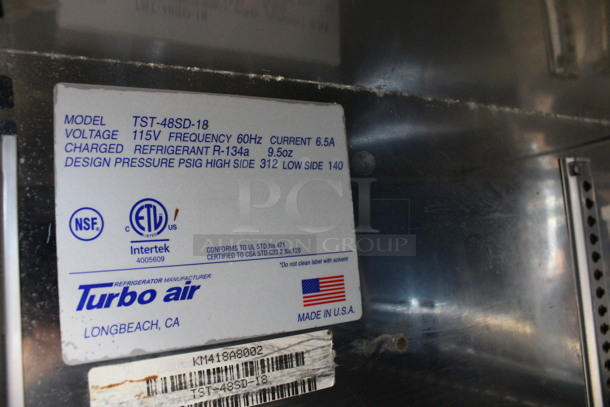 Turbo Air Model TST-48SD-18 Stainless Steel Commercial Sandwich Salad Prep Table Bain Marie Mega Top on Commercial Casters. 115 Volts, 1 Phase. 48.5x34x45. Tested and Working! - Image 7 of 7