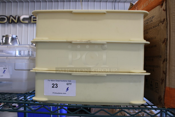 3 White Poly Dough Bins. 15.5x22.5x4.5. 3 Times Your Bid!