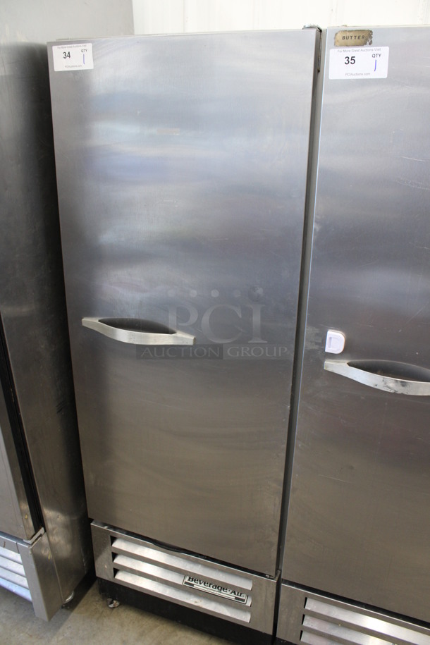 Beverage Air Model KF12-1AS Stainless Steel Commercial Single Door Reach In Freezer w/ Poly Coated Racks on Commercial Casters. 115 Volts, 1 Phase. 24x25x67. Tested and Working! - Image 2 of 5
