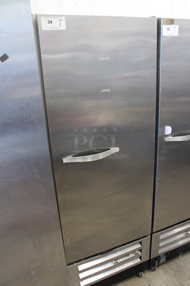 Beverage Air Model KF12-1AS Stainless Steel Commercial Single Door Reach In Freezer w/ Poly Coated Racks on Commercial Casters. 115 Volts, 1 Phase. 24x25x67. Tested and Working! - Image 3 of 5