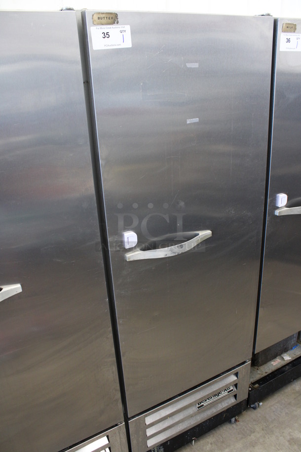 Beverage Air Model KR12-1AS Stainless Steel Commercial Single Door Reach In Cooler w/ Poly Coated Racks on Commercial Casters. 115 Volts, 1 Phase. 24x25x67. Tested and Powers On But Does Not Get Cold - Image 2 of 6