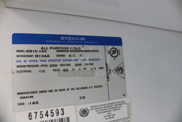 Beverage Air Model KR12-1AS Stainless Steel Commercial Single Door Reach In Cooler w/ Poly Coated Racks on Commercial Casters. 115 Volts, 1 Phase. 24x25x67. Tested and Powers On But Does Not Get Cold - Image 5 of 6
