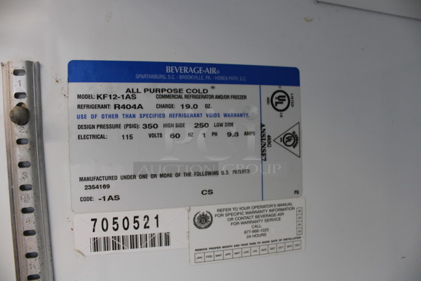 Beverage Air Model KF12-1AS Stainless Steel Commercial Single Door Reach In Freezer w/ Poly Coated Racks on Commercial Casters. 115 Volts, 1 Phase. 24x25x67. Tested and Working! - Image 5 of 6