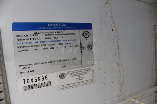 Beverage Air Model KR12-1AS Stainless Steel Commercial Single Door Reach In Cooler w/ Poly Coated Racks on Commercial Casters. 115 Volts, 1 Phase. 24x25x67. Tested and Working! - Image 5 of 6