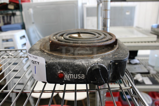 Imusa Model GAU-80305 Metal Countertop Single Burner. 120 Volts, 1 Phase. 8x8x3. Tested and Working!