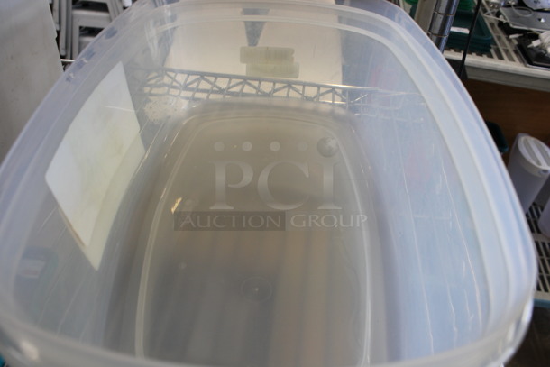 2 Rubbermaid Poly Clear Containers w/ 2 Red Poly Lids. 10.5x16x5. 2 Times Your Bid! - Image 3 of 3