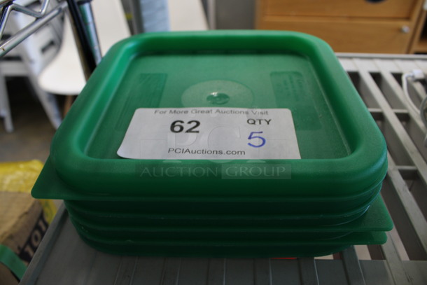 5 Green Poly Lids. 7.5x7.5x0.5. 5 Times Your Bid!