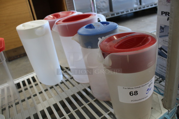 5 Various Poly Pitchers w/ Lids. Includes 7.5x5.5x9. 5 Times Your Bid! - Image 3 of 3