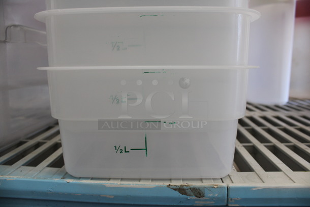 4 Poly Clear Containers w/ 4 Green Lids. 7.5x7.5x4. 4 Times Your Bid! - Image 3 of 3