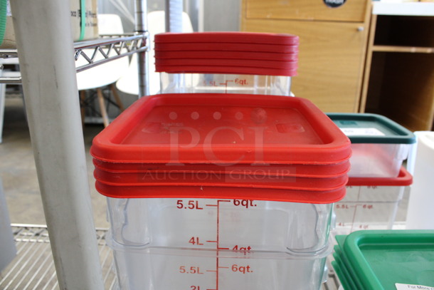9 Clear Poly 6 Quart Containers w/ 9 Red Lids. 9x9x7.5. 9 Times Your Bid! - Image 3 of 3
