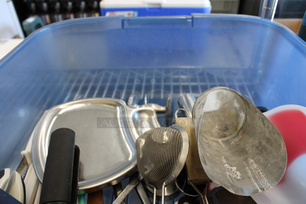 ALL ONE MONEY! Lot of Various Items Including Strainer and Can Openers in Blue Poly Bin! - Image 3 of 4