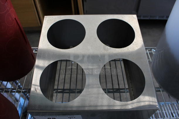 Metal Countertop Silverware Holder Frame w/ 4 Cut Outs. 10.5x12x7.5 - Image 3 of 3