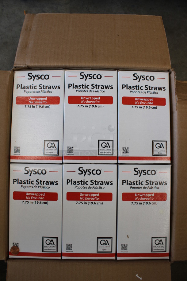 12 BRAND NEW! Boxes of Sysco Classic Unwrapped Straws. 7.75