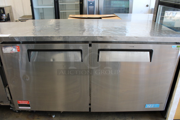 Turbo Air Model MUR-60 Stainless Steel Commercial 2 Door Undercounter Cooler on Commercial Casters. 115 Volts, 1 Phase. 60.5x30x36. Tested and Working!