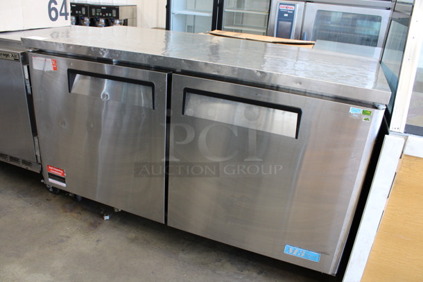 Turbo Air Model MUR-60 Stainless Steel Commercial 2 Door Undercounter Cooler on Commercial Casters. 115 Volts, 1 Phase. 60.5x30x36. Tested and Working! - Image 2 of 7