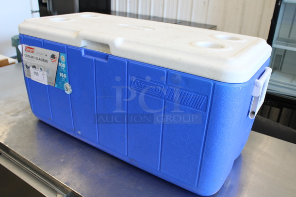 Coleman Blue and White Poly Portable Cooler w/ Handles. 35x16x17 - Image 2 of 6