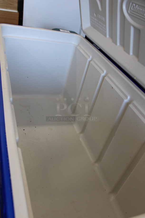 Coleman Blue and White Poly Portable Cooler w/ Handles. 35x16x17 - Image 4 of 6